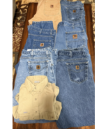 Lot of 7 Mens Branded Carpenter Canvas Carhartt Work Pants / Shirt - $86.65 CAD