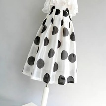 Summer Organza Polka Dot Midi Skirt Outfit Women A-line Plus Size Party Skirt image 6