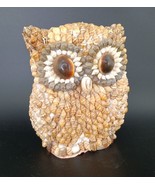 Vintage Handcrafted Sea Shell Folk Art Owl Statue Figurine Beach Decor - €15,31 EUR