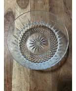 Vintage Arcoroc French Diamond Cut Starburst Crystal Glass 9” Serving Sa... - $16.70