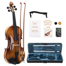  Glarry GV406 4/4 Acoustic Violin Kit Natural w/Square Case, 2 Bows, 3 In 1 Digi - $161.08