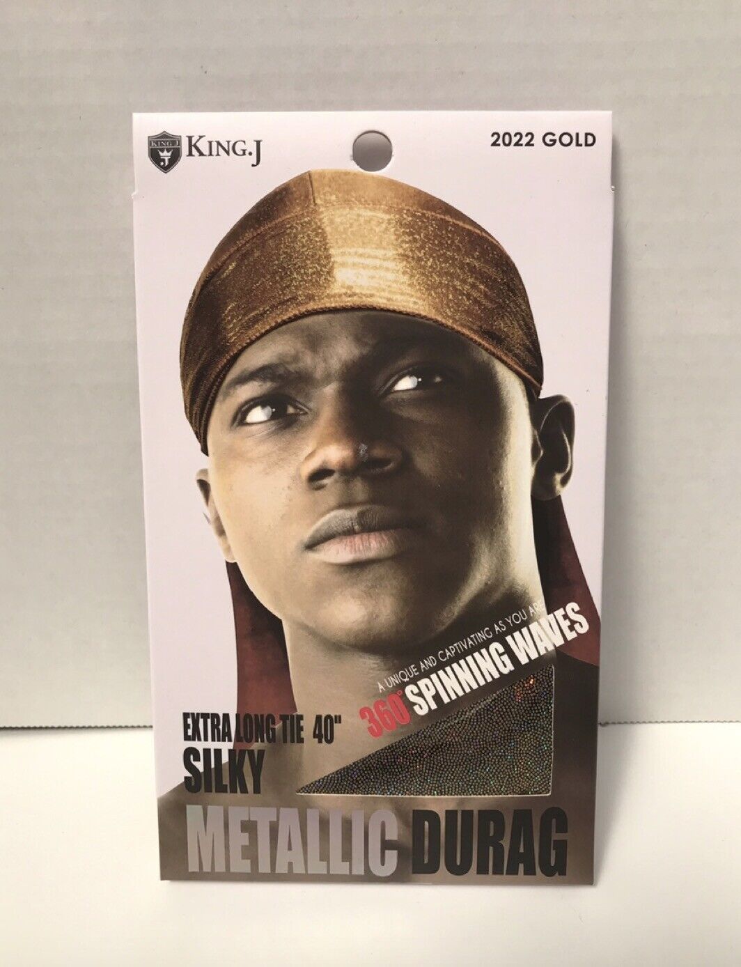 M&amp;M KING J SILKY &#39;2022 GOLD&#39; METALLIC DURAG EXTRA LONG TIE 40&quot;  - $2.99