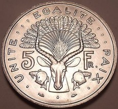 Huge Gem Unc Djibouti 1991 5 Francs~Giant Eland With Headress - $4.72