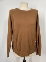 Talbots M Brown Soft Cotton Nylon Button Detail Sweater - £21.21 GBP