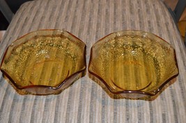 Set of 2 amber depression glass small bowls - £11.98 GBP