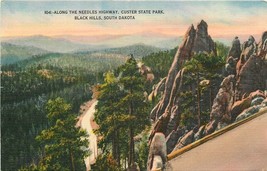 Linen Postcard SD C958 Along the Needles Highway Custer State Park Black Hills - $8.42