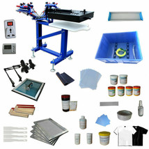 Hot 3 Color 1 Station Silk Screen Printing Kit  Exposure Press Ink &amp; Fla... - £878.49 GBP