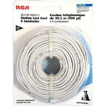 100 ft. RCA 4-Conductor Round Insulated Telephone Station Line Cord - White - £6.39 GBP