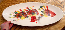Serving Platter 21&quot; Long Oval Ceramic Garlic Bread Fish Cute Hand Painte... - $11.83