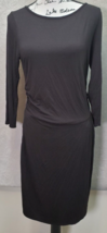 Thyme &amp; Honey Shirt Dress Womens Medium Black Side Ruched Long Sleeve Ro... - £20.31 GBP