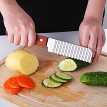 French Fries Cutter Stainless Steel Potato Cutter Knife Vegetable Wave Cutting T - £11.07 GBP