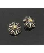 TIFFANY &amp; CO. 925 Silver &amp; 18K GOLD - Vintage Flower Clip-On Earrings - ... - £265.63 GBP
