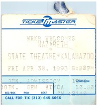 Vintage Nazareth Ticket Stumpf April 30 1993 Kalamazoo Zustand Theater - £27.69 GBP