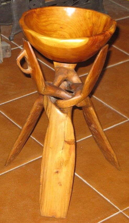 Empty pockets bowl - Thuya wood bowl with legs - Empty pocket- Planter s... - $128.25