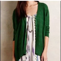 Anthropologie Green Knit Cardigan Sweater Women’s L Oversized Cozy Drapy Spring - £51.21 GBP