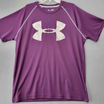 Under Armour Mens Shirt Size M Purple Heat Gear Loose Short Sleeve Athle... - $9.18