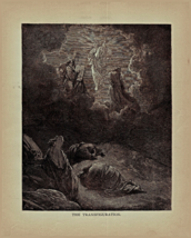 1890 Gustave Dore Victorian Woodcut Print Transfiguration Story Of Jesus... - $63.62