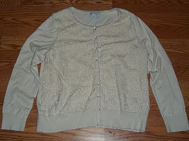 J Jill Crochet Floral Cardigan Sweater Size Medium - £8.66 GBP