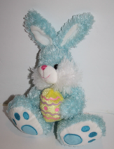 Dan Dee Easter Egg Bunny Rabbit Blue White Plush Sits 6&quot; Stuffed Animal Soft Toy - £9.90 GBP