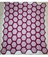 Crochet Afghan Pink Honeycomb Granny Square Blanket Handmade Throw 63x72... - €32,80 EUR