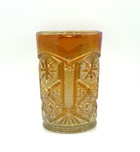 Vintage Carnival Glass Cup iridescent tumblr water marigold orange - £28.73 GBP