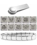 Winnie The Pooh Laser Italian Charms Piglet Tigger Roo &amp; Starter Bracele... - $450.55 MXN