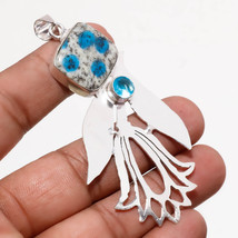 K2 Azurite London Blue Topaz Gemstone New Year Gift Pendant Jewelry 3.20" SA 653 - £5.15 GBP
