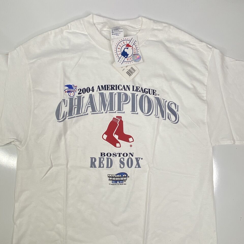 NEW Boston Red Sox 2004 AL Champions T Shirt Vtg MLB Baseball Deadstock Size L - $31.72