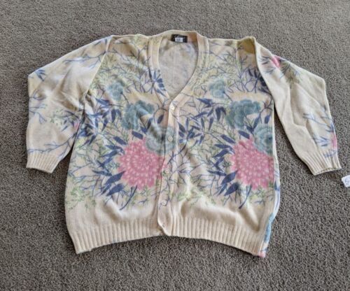 Primary image for Woman's Silvano Long Sleeve Sweater Floral SIZE Large Italy 80% Lambs Wool 