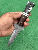 9" Damascus steel Dagger Handmade fixed Blade Hunting Bowie boot Knife X519 - $23.72