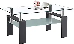 Glass Coffee Table Tea Table Modern Side Rectangle Coffee Center Tables ... - $247.99