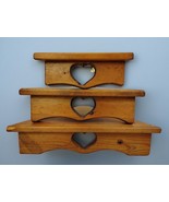 Set of 3 Handmade Solid Wood Heart Cut Out Corner Shelves - $156.02 CAD