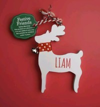 Festive Friends LIAM Christmas Tree Deer Wooden Decoration Ornament w/Bell  - $5.94