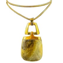 Crown Trifari. Vintage Large Green Lucite Pendant On Goldplated Snake Chain - £67.94 GBP