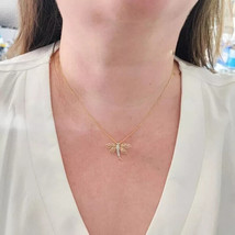 14k Yellow Gold Over 2.00 Ct Simulated Diamond Dragonfly Pendant christmas Gift - $173.24