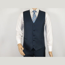 Men Suit BERLUSCONI Turkey 100% Italian Wool Super 180's 3pc Vested #Ber18 Blue image 7