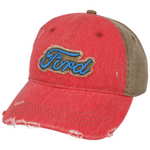 Ford Logo Distressed Cotton Twill Hat Red - £21.51 GBP