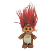 Vintage Russ Berrie 18449 Christmas Reindeer Troll Outfit Small Toy Red Hair - £18.55 GBP