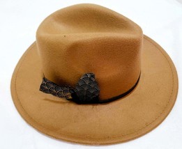 Brown Hat. Men women Wide Brim Fedoras Felt Hat With Goose Feathers - $26.96