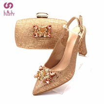 Coffee Color New Design Italian Women Shoes and Bag to Match with Shinning Cryst - £79.30 GBP