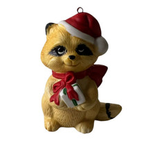 Raccoon Santa  Hat Gift  Christmas Ornaments GUC - $10.02