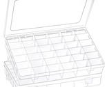 2 Pack 36 Grids Clear Plastic Organizer Box With Adjustable Dividers, Sm... - $18.99