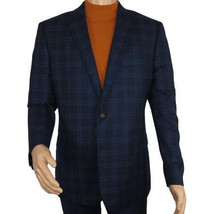 Men's Soft Wool Cashmere Sport Coat English Plaid Window Pane 556-11 Navy Renoir image 2