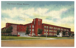 Red Brick High School Billings Montana MT Linen Postcard 75536 - £11.59 GBP