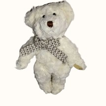 Russ Berrie Byron Bear Plush Jointed White Brown Check Scarf Articulated Stuffed - £12.59 GBP