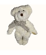 Russ Berrie Byron Bear Plush Jointed White Brown Check Scarf Articulated... - $15.79