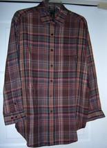 Ralph Lauren Lrl Plaid Blouse Shirt Top L/S Scroll Pocket Logo Browns Women&#39;s L - £30.54 GBP