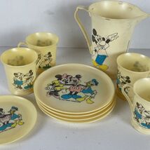 Vintage Walt Disney Productions Mickey Plastic Childs Tea &amp; Dish Set 10 ... - $12.10