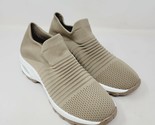 STQ Womens Taupe Gray Fabric Casual Walking Shoes 1839 Slip On Athletic Size 8