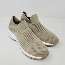 STQ Womens Taupe Gray Fabric Casual Walking Shoes 1839 Slip On Athletic ... - $31.99